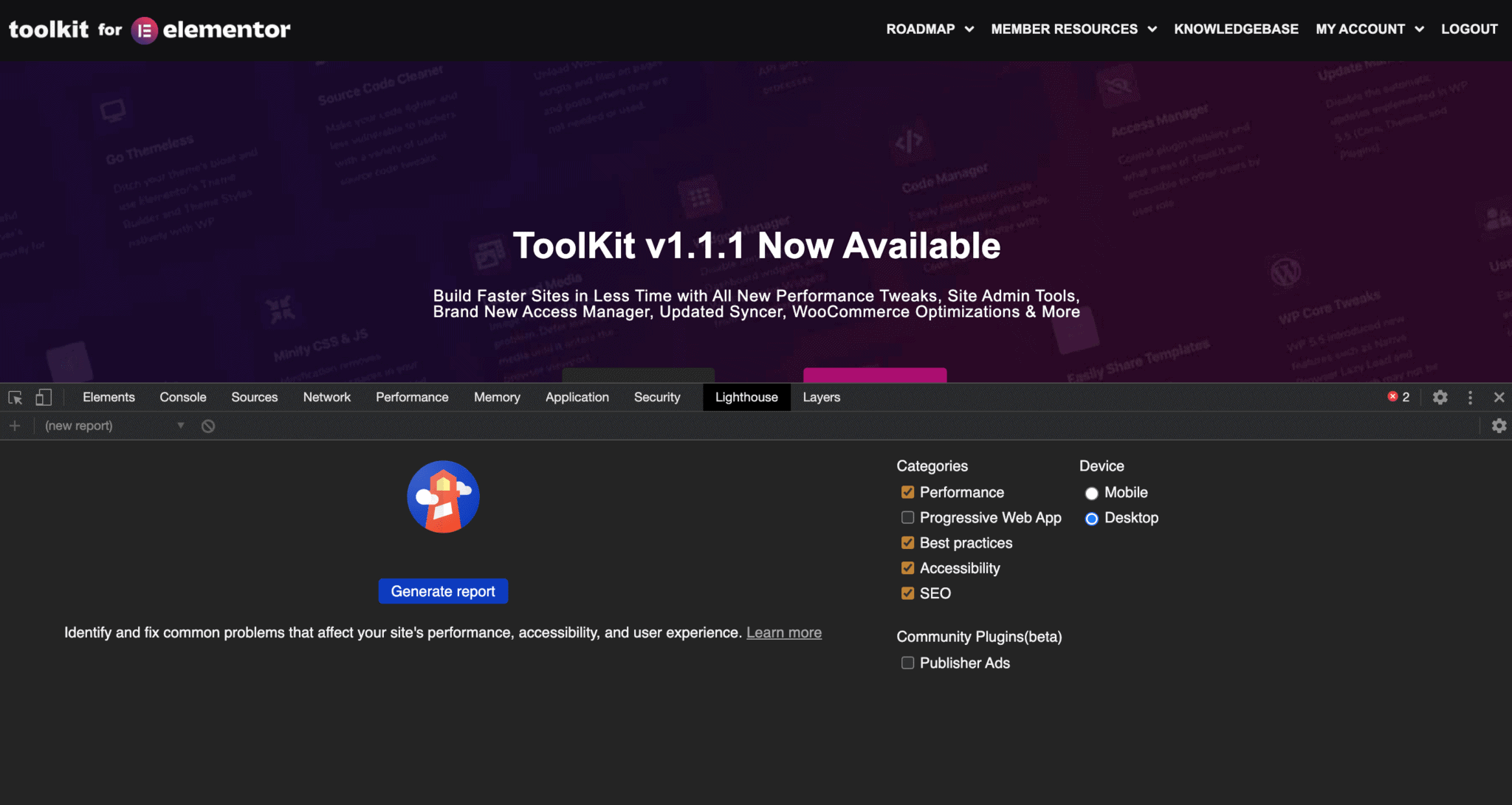 Performance Testing Tools - ToolKit For Elementor
